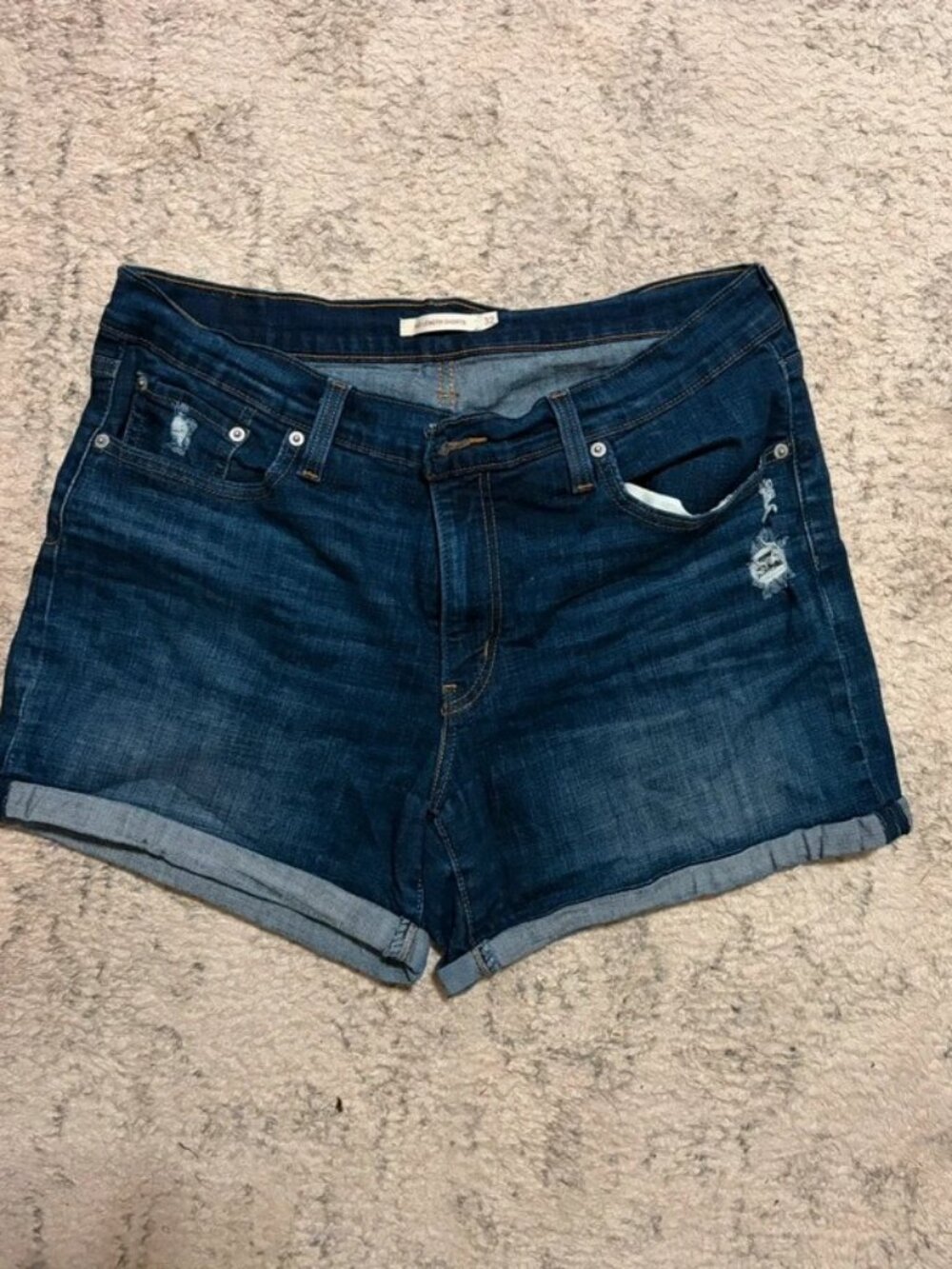Dark Blue Levi Mid Length Shorts